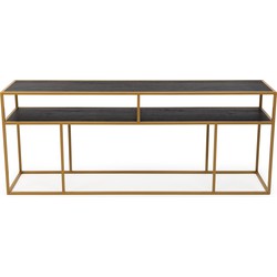 Stalux Side-table 'Teun' 200cm, kleur goud / zwart eiken