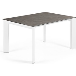 Kave Home - Axis uitschuifbare tafel van porselein met wit stalen poten 140 (200) cm