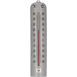 Lifetime Garden zon/Schaduw thermometer zilver voor buiten 27 cm kunststof - Buitenthermometers
