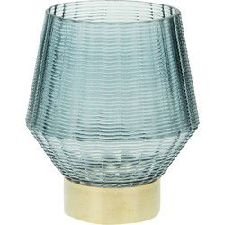 Cozy Ibiza - Blauwe glazen vaas met goudkleurige rand