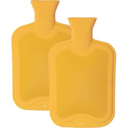 Warmwaterkruik - 2 stuks - 2 liter - van rubber - geel - Kruiken