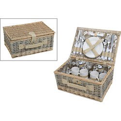 Picknickmand voor 4 personen van wilgentenen, 24-delig, B40 x D28 x H19 cm