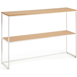 Kave Home - Yoana salontafel met eikenfineer en wit gelakte metalen structuur, 120 x 80 cm