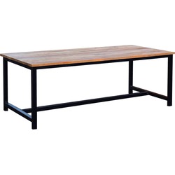 D - Livingfurn - Moderne Eetkamertafel Montreal - U-Poten - Eettafel van Teakhout - 220x100 cm - Bruin