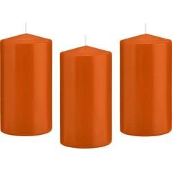 10x Kaarsen oranje 8 x 15 cm 69 branduren sfeerkaarsen - Stompkaarsen