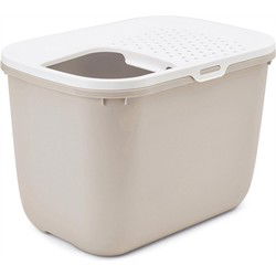 SAVIC KATTENBAK HOP IN MOCCA / WIT 58,5X39X39,5 CM