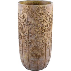 PTMD Azura Ronde Bloempot - H38 x Ø26 cm - Cement - Goud