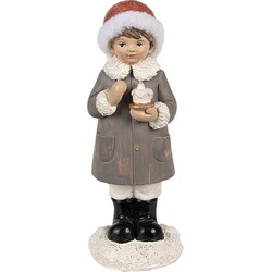 Clayre & Eef Beeld Kind 14 cm Grijs Polyresin Kerstfiguren