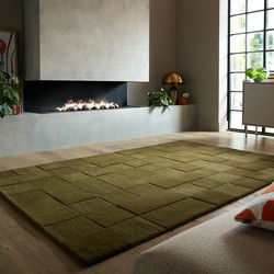 Wollen vloerkleed - Checkerboard Groen - 160 x 230 cm