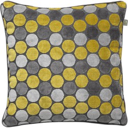 Dutch Decor SEPPE - Kussenhoes velvet 45x45 cm - geel - lemon - antraciet - grijs - bolletjes - Dutch Decor