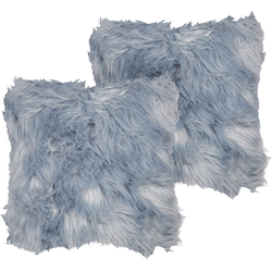 LUBHA - Sierkussen set van 2 - Donkerblauw - 42 x 42 cm - Polyester