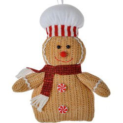 Clayre & Eef Kersthanger Gingerbread man 15x4x21 cm Bruin Stof