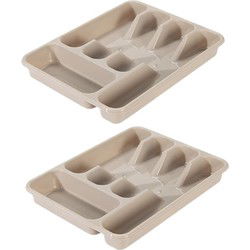 Hega Hogar Bestekbak - 2x - taupe - 5 vakken - 34 x 26 cm - indeling - Bestekbakken