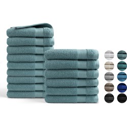 Handdoeken 15 delig combiset - Hotel Collectie - 100% katoen - denim blauw