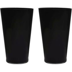 Vaas/bloemenvaas van glas - 2x stuks - zwart - conisch model - 40 x 25 cm - Vazen