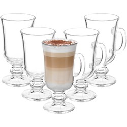 Kinvara Caffe Latte/koffie glazen Paris - transparant glas - 6x stuks - 250 ml - Koffie- en theeglazen