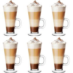 Glasmark Caffe Latte/koffie glazen Paris - glas - 6x - 250 ml - Koffie- en theeglazen