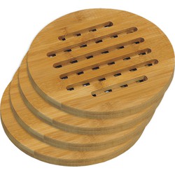 Ronde pannen onderzetter van bamboe hout - 4x - D19 cm - Panonderzetters