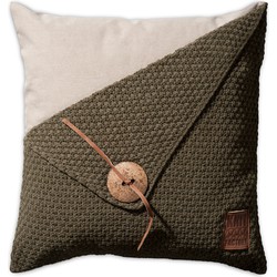 Knit Factory Barley Sierkussen - Groen - 50x50 cm - Inclusief kussenvulling