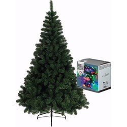 Kerstboom 240 cm incl. kerstverlichting lichtsnoer gekleurd - Kunstkerstboom