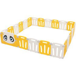 Kinderbox Babybox 240x240 cm Wit, Geel Panda Opvouwbaar Kruipbox Joyz