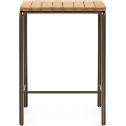 Kave Home - Salguer outdoor hoge tafel massief acaciahout en staal bruine afwerking 70 x 70 cm FSC 100