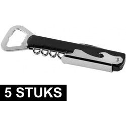 Luxe flesopener/kurkentrekker - 5x - Sommeliersmes - RVS/kunststof - Kelnersmessen