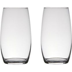 Bloemenvaas - Set van 2x stuks - glas - 25 x 14 cm - rond model- boeketvaas - 3 liter - Vazen