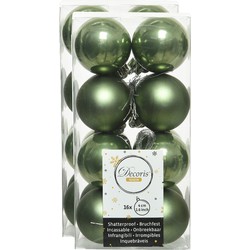 32x stuks kunststof kerstballen mos groen 4 cm glans/mat - Kerstbal