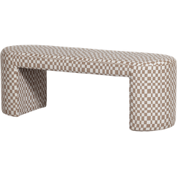 WOOOD Jacob Bankje - Polyester - Geruit - Zand - 46x130x46