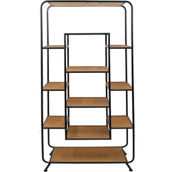 Clayre & Eef Wandrek  80x32x169 cm Bruin Zwart Hout Ijzer Wandplank