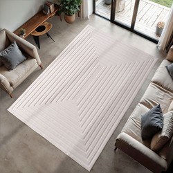Binnen & Buiten vloerkleed - Zora Parallel Vibes - Creme - 240x340 cm