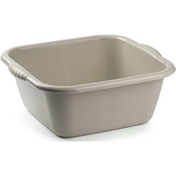 Plasticforte teiltje/afwasbak - vierkant - kunststof - 15 liter - 41 x 39 x 16 cm - Taupe - Afwasbak