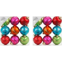 18x Kunststof gekleurde kerstballen glitter 6 cm - Kerstbal