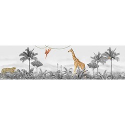 Sanders & Sanders zelfklevende behangrand jungle dieren grijs - 13.8 x 500 cm - 601318