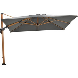 Garden Impressions Zweefparasol Hawaii Deluxe 300x300 - teak look / donker grijs