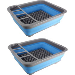 Set van 2x stuks afdruiprekken opvouwbaar blauw/grijs 36 x 31 x 12 cm - Afdruiprekken