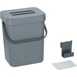 Afvalbak/vuilnisbak - 1 stuk - 5,5 liter - Kunststof - Grijs - Prullenbakken