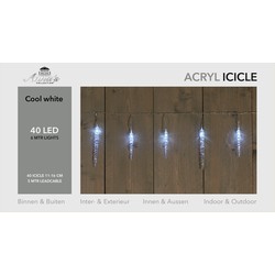 2x stuks ijspegelverlichting transparant lichtsnoeren met 40 witte lampjes - Lichtsnoeren