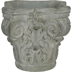 Clayre & Eef Bloempot  17x17x16 cm Grijs Groen Steen Vierkant Bloempot binnen