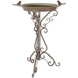 AN IRON BIRD BATH, BROWN