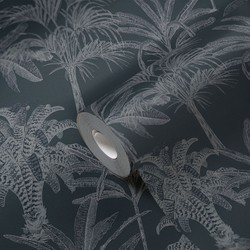 Livingwalls behang palmbomen zwart en grijs - 53 cm x 10,05 m - AS-379832