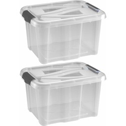 2x Stuks kunststof stapelbare opbergbakken 17 liter 40 x 32 x 23 cm - Opbergbox