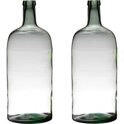 2x stuks luxe stijlvolle flessen bloemenvaas/bloemenvazen 50 x 19 cm transparant glas - Vazen