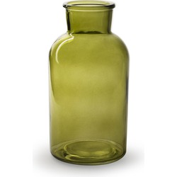 Bloemenvaas - Apotheker model - groen/transparant glas - 20 x 10 cm - Vazen