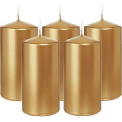 5x Kaarsen goud 6 x 12 cm 40 branduren sfeerkaarsen - Stompkaarsen