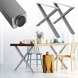 Set van 2 tafelpoten X-Design grijs, 60x72 cm, gepoedercoat staal