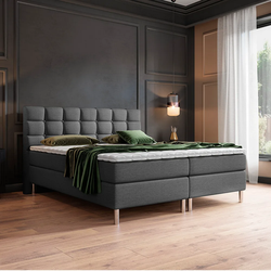 Boxspringbed - Helmond Grijs  160x200 Inclusief  cm matras en topper