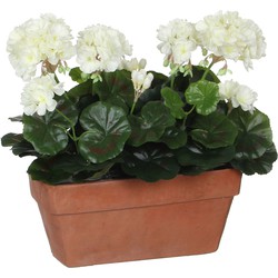 Mica Decorations Geranium Kunstplant in Balkonbak - L29 x B13 x H40 cm - Wit