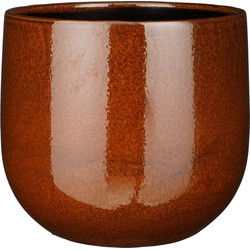 Mica Decorations Plantenpot - keramiek - bruin glans - D29-H20 cm - Plantenpotten